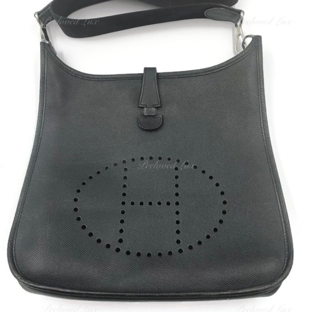 Authentic HERMES Black Epsom Evelyne I PM Crossbody Bag
